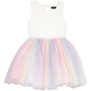 KIDS' SWISS DOT TULLE DRESS IN IVORY/ MULTI